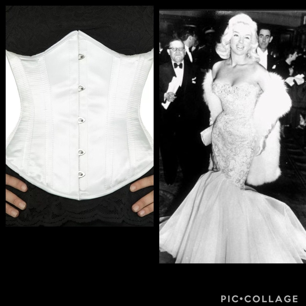 $90 345 White Satin 24" Wedding Corset Steel Bone